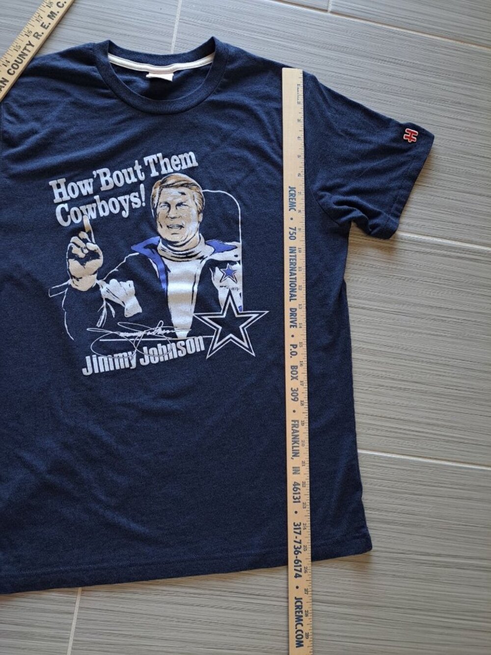 Men's Homage Jimmy Johnson Navy Dallas Cowboys Tri-Blend T-Shirt M Unisex - Picture 7 of 9